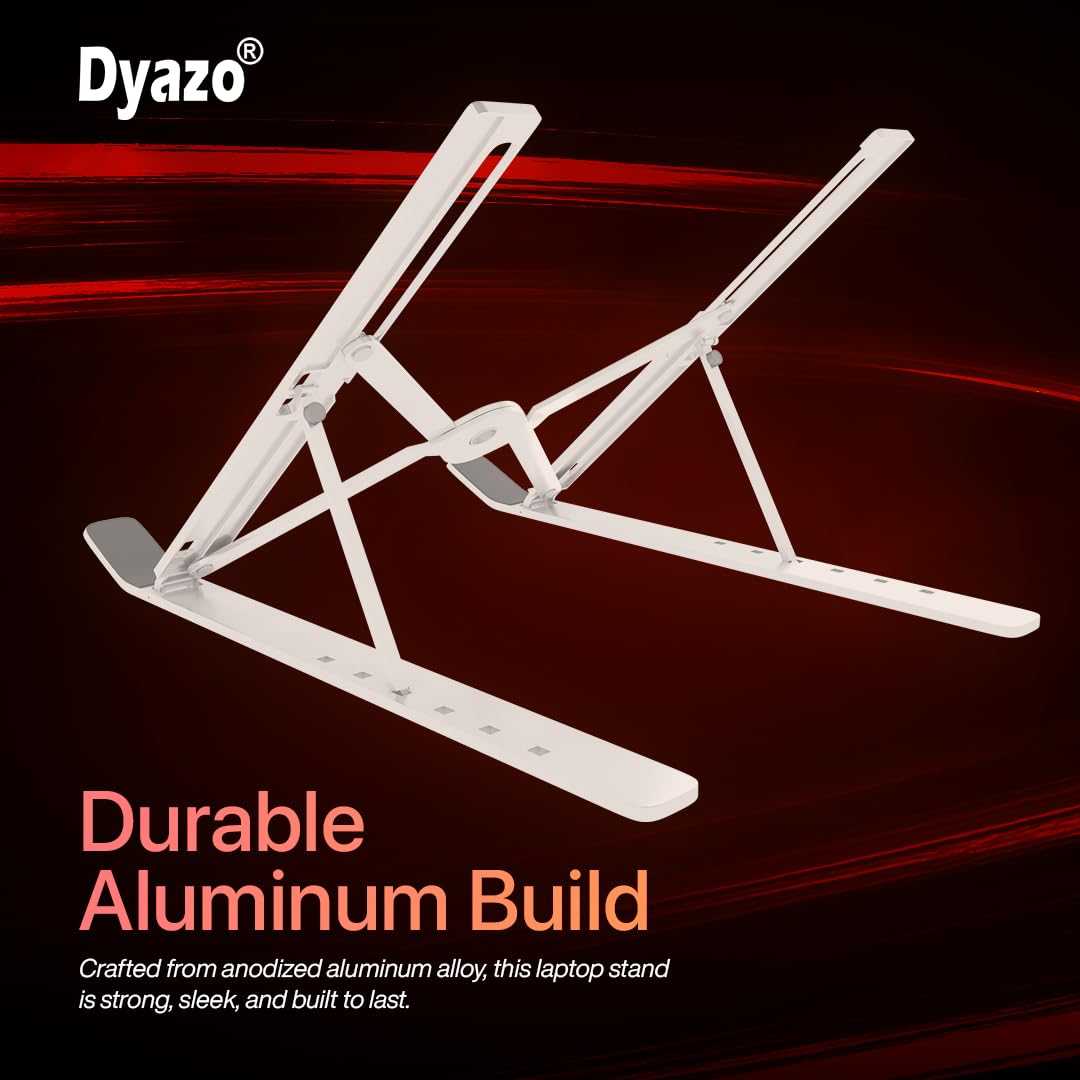 Dyazo 6 Angles Adjustable Aluminum Ergonomic Foldable Portable Tabletop Laptop/Desktop Riser Stand Holder - Image 2